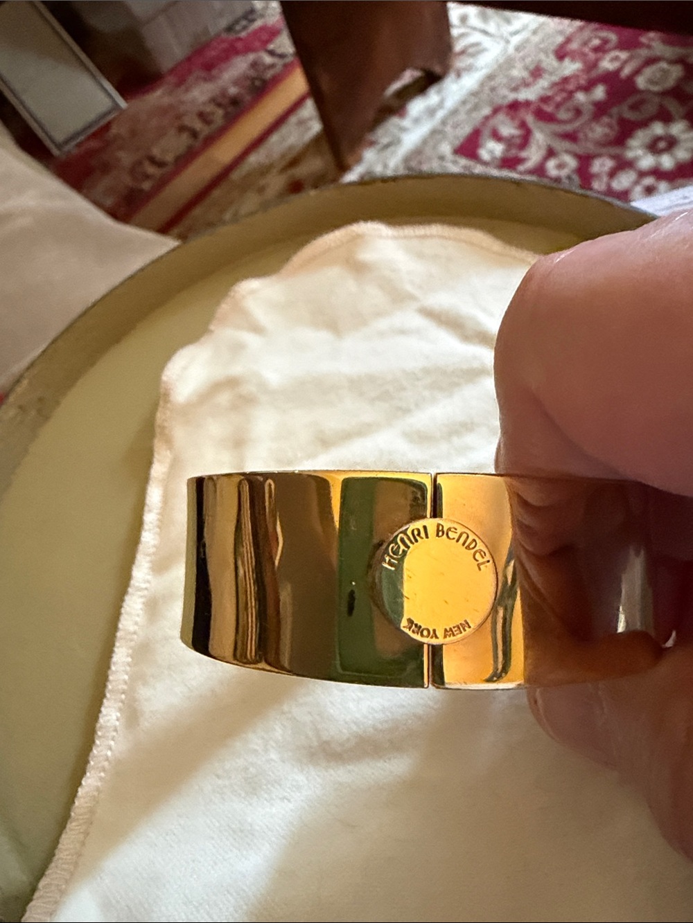 Henri Bendel Shiny Gold Logo Cuff